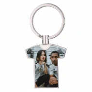 Porte-clés Maillot Personnalisé avec Photo – Forme T-Shirt en Métal Argenté