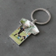 Porte-clés Maillot Personnalisé avec Photo – Forme T-Shirt en Métal Argenté