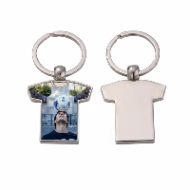 Porte-clés Maillot Personnalisé avec Photo – Forme T-Shirt en Métal Argenté