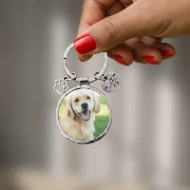 Porte-clés Personnalisé Chien Photo "Best Friend" Médaillon Argenté