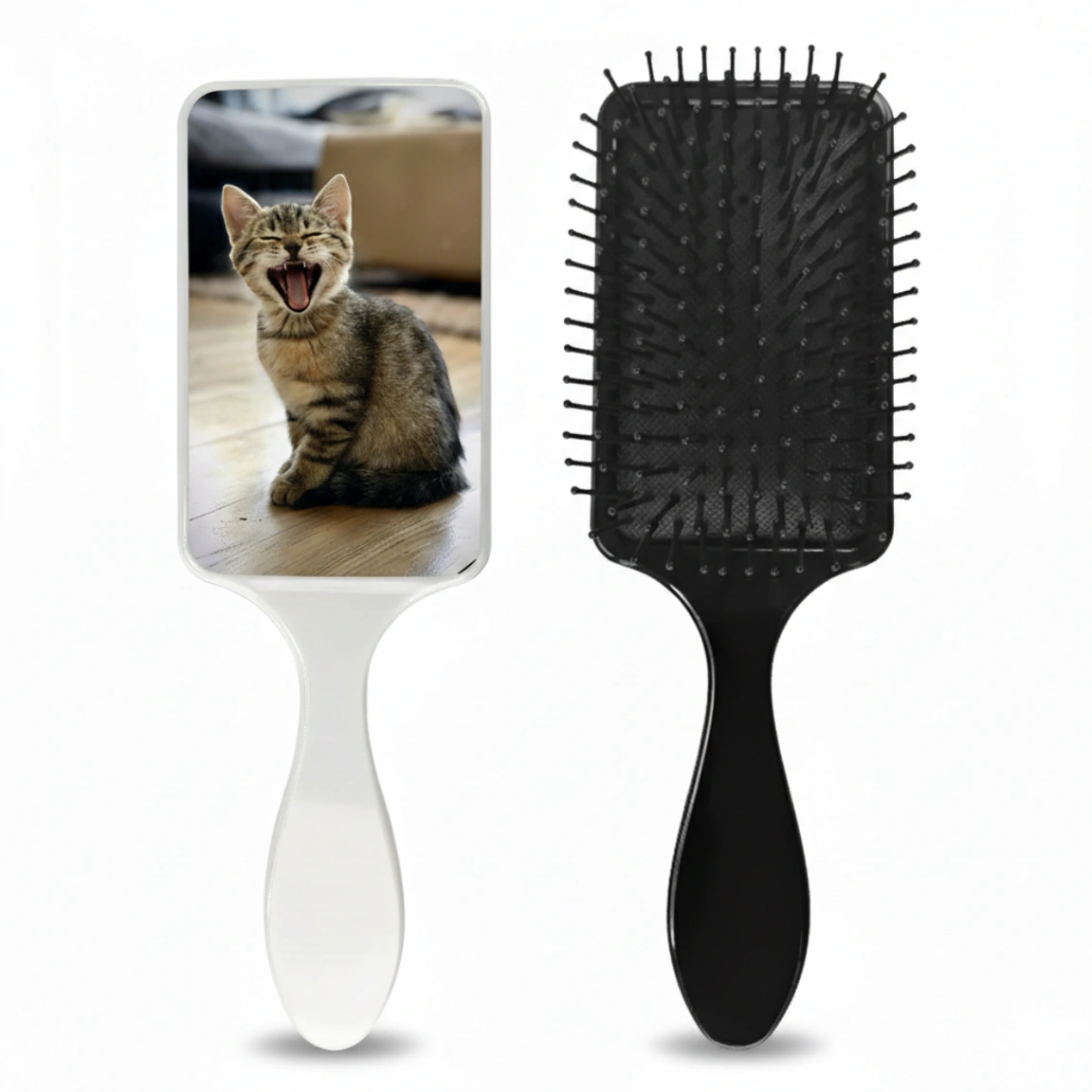 Brosse à Cheveux Personnalisée : Photo Pleine ou Motif Têtes & Cœurs - Cadeau Drôle Couple, Amie ou Animal - Accessoire Coiffure Unique
