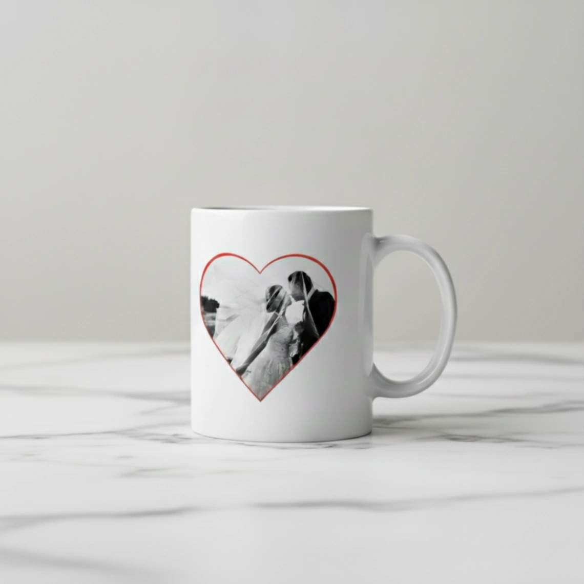 Mug Personnalisé Couple "Mr & Mrs" | Photo en Forme de Cœur