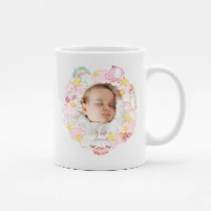Mug Personnalisé Photo & Prénom | Thème Nuages, Éléphant et Douceur Rose