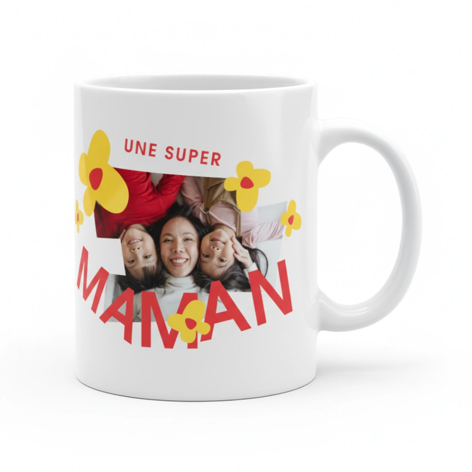 Mug Photo Personnalisé "Une Super Maman" | Cadeau Tendre & Coloré