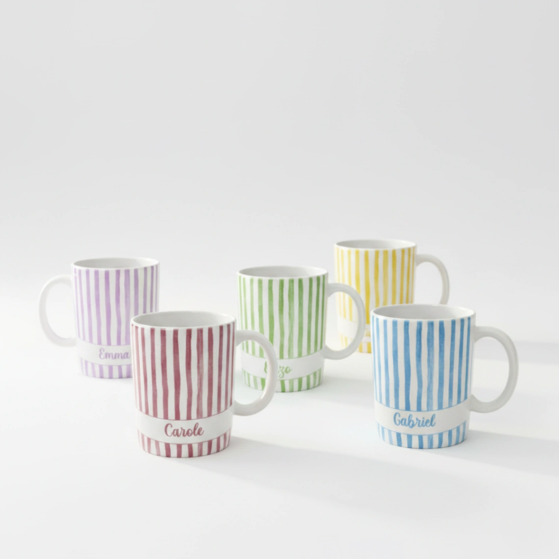 Mug Personnalisé avec Prénom - Motif Rayures Aquarelle