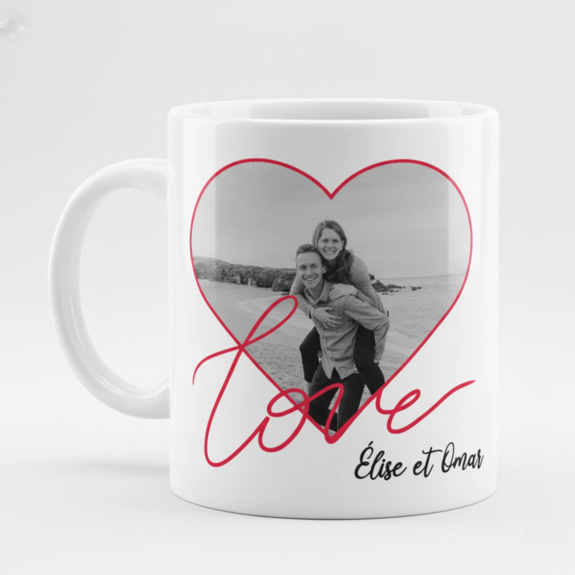 Mug Personnalisé Couple "Love" | Photo en Forme de Cœur