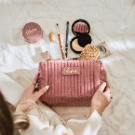 Trousse en Velours Personnalisée avec Prénom - Maquillage & Voyage