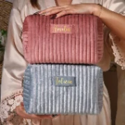 Trousse en Velours Personnalisée avec Prénom - Maquillage & Voyage