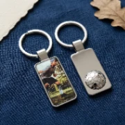 Porte-Clé Foot Personnalisé avec Photo — Métal Argenté