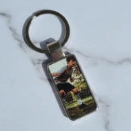 Porte-Clé Foot Personnalisé avec Photo — Métal Argenté