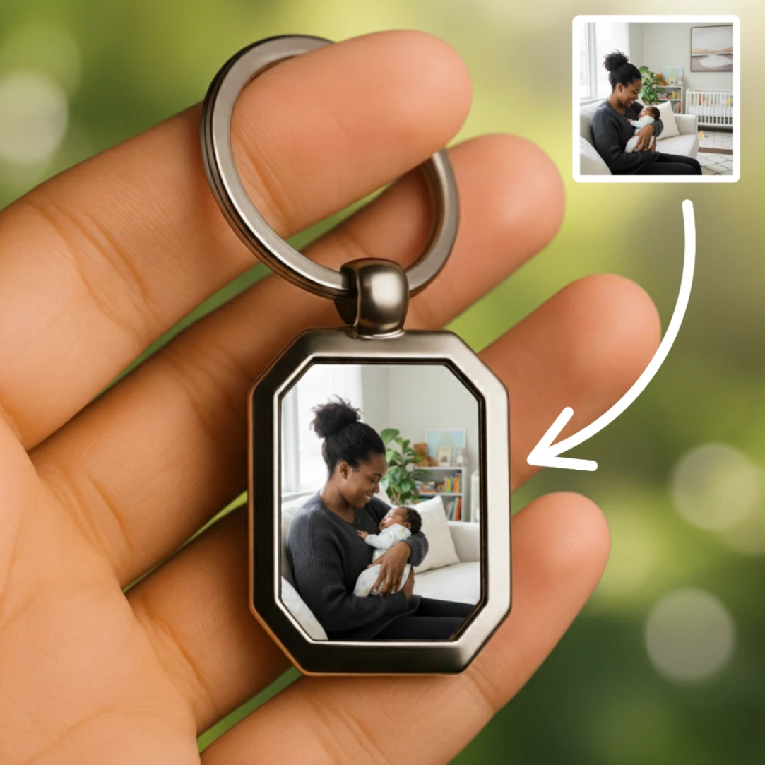 Porte-clés Personnalisé avec Photo - Forme Octogonale