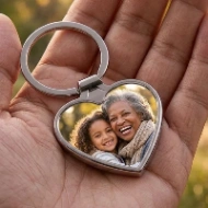 Porte-clés Photo Personnalisé en Métal — Cœur, Rond ou Rectangle