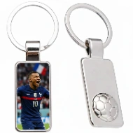 Porte-Clé Foot Personnalisé avec Photo — Métal Argenté